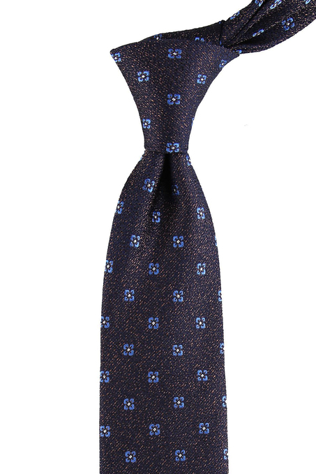 Kahverengi Motif Desen Mendilli Klasik Kravat KK10280