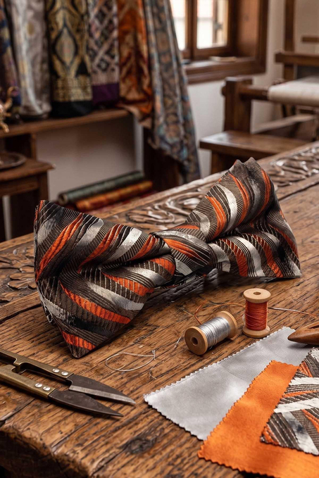 Kahverengi Motif İpek Papyon SB200