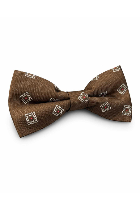 Kahverengi Motif İpek Papyon SB243