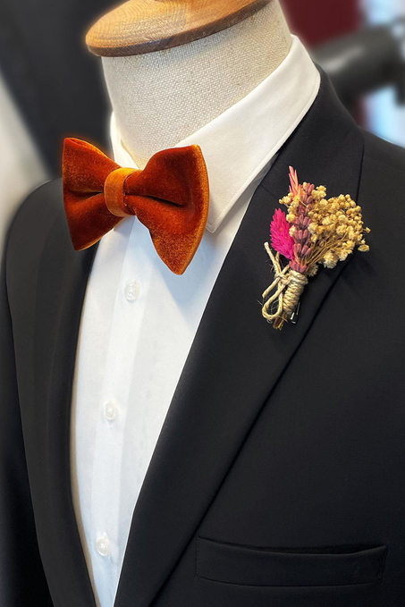 Kiremit Kadife Düz Papyon P1706