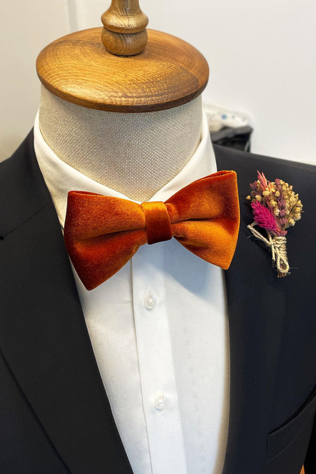 Kiremit Kadife Düz Papyon P1706