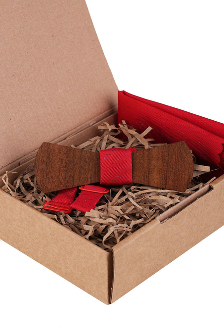 Kırmızı Ahşap Papyon AHP381