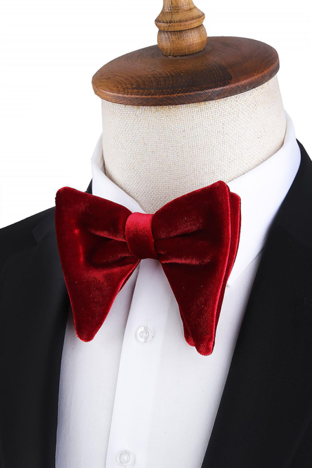 Kırmızı Büyük Kadife Papyon P1696