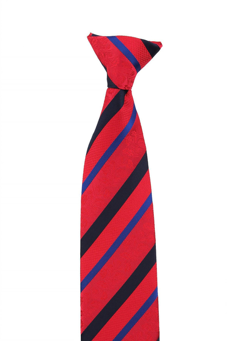 Kırmızı Çizgi Desen Klipsli Kravat KLP448