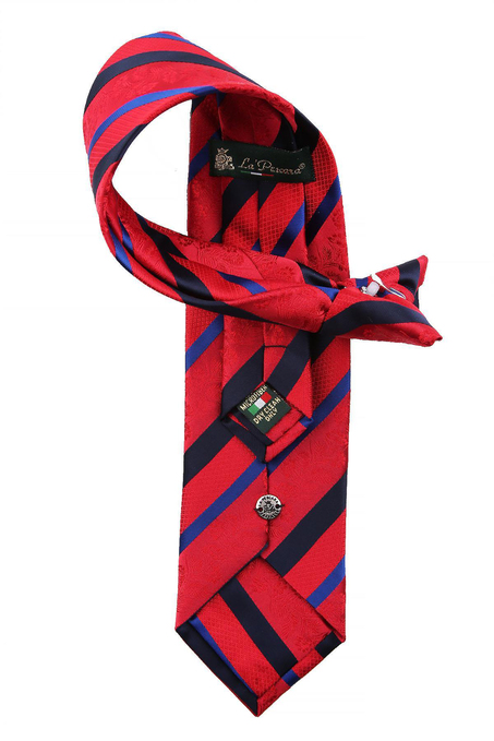 Kırmızı Çizgi Desen Klipsli Kravat KLP448