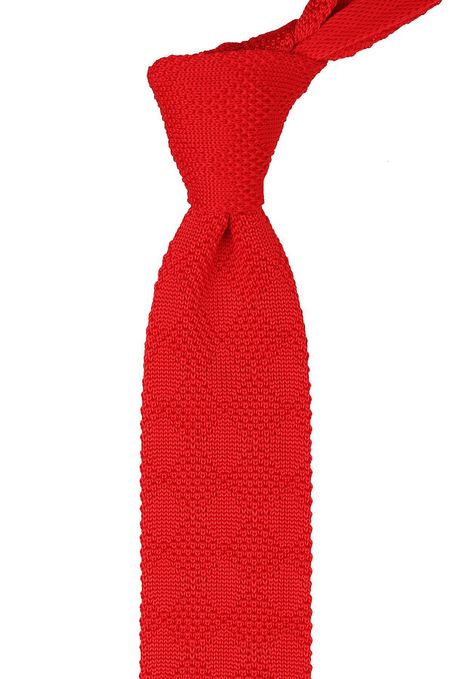 Kırmızı Düz  Örgü Kravat 8038