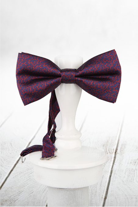 Kırmızı - Lacivert Motif Desen Papyon P835