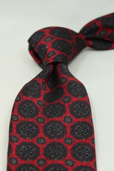 Kırmızı Motif Desen İtalyan İpek Kravat İK2498