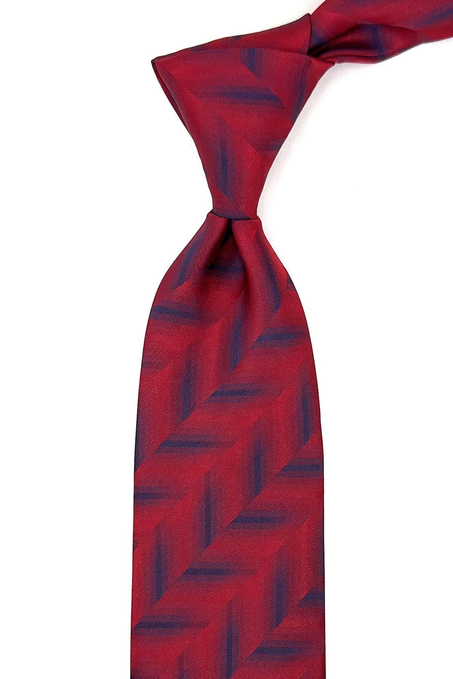Kırmızı Motif Desen Mendilli Klasik Kravat KK11325