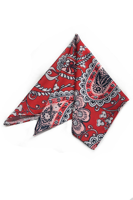 Kırmızı Şal Desen Fular Bandana 55-55 cm KDNF23