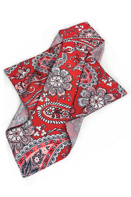 Kırmızı Şal Desen Fular Bandana 55-55 cm KDNF23