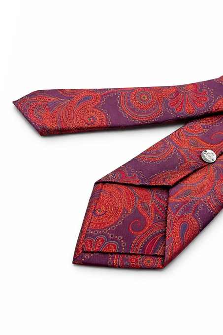 Kırmızı Şal Desen Mendilli Klasik Kravat KK13210