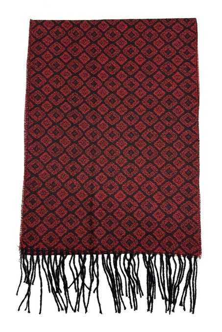Kırmızı - Siyah Motif Desen Erkek Kaşkol K553
