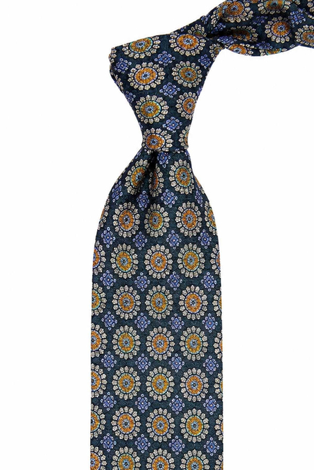 Koyu Yeşil Motif Desen İtalyan İpek Kravat İK2500