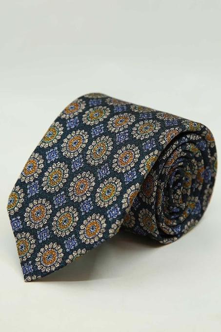 Koyu Yeşil Motif Desen İtalyan İpek Kravat İK2500
