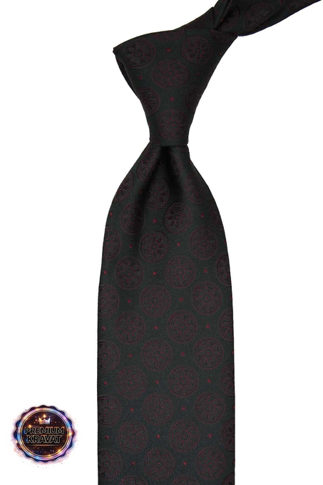 Koyu Yeşil Motif Kravat