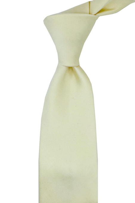 Krem İtalyan Düz İpek Kravat İK1310