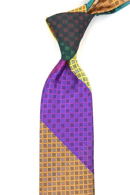 Küçük Desen Çok Renkli Patchwork Kravat KK13291
