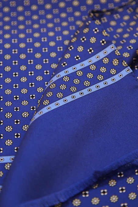 Küçük Desen Mavi İtalyan İpek Ascot Kravat SAC09