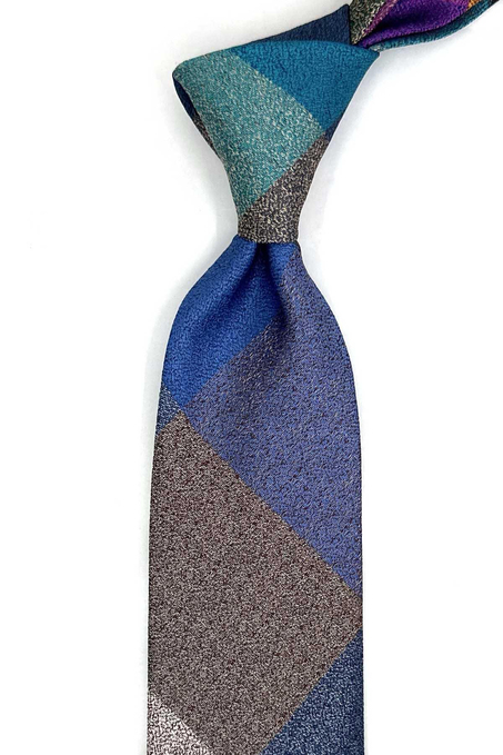 Kum Desen Çok Renkli Patchwork Klasik Kravat KK13410