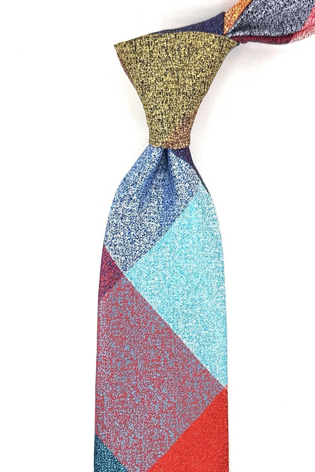 Kum Desen Çok Renkli Patchwork Kravat KK13266