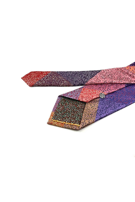 Kum Desen Çok Renkli Patchwork Kravat KK13228