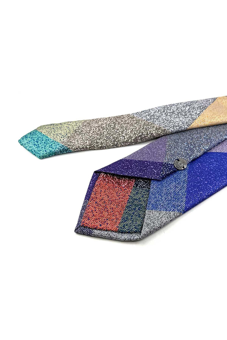 Kum Desen Çok Renkli Patchwork Kravat KK13271