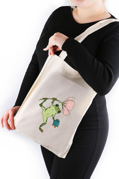 Kurbağa Motif Bez Çanta 30*40 Tote Bag TOT26