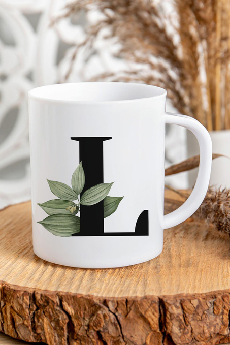 L Harfli Baş Harf Baskılı Kupa Bardak