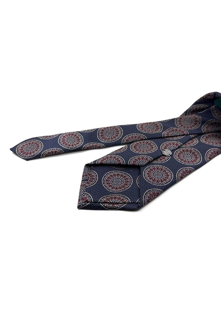 Lacivert Bordo Motif Desen Mendilli Klasik Kravat KK13975