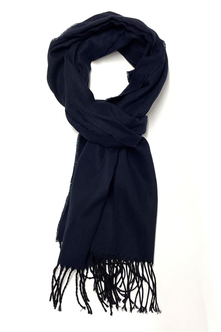 Unisex Lacivert - Siyah  Çift Taraflı Düz Erkek Kaşkol K316