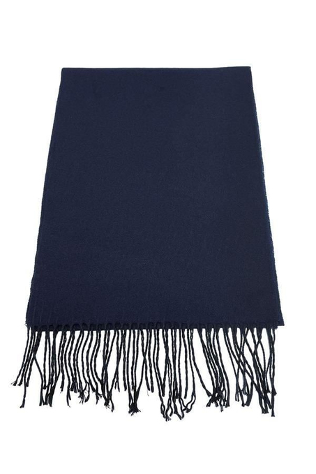 Unisex Lacivert - Siyah  Çift Taraflı Düz Erkek Kaşkol K316