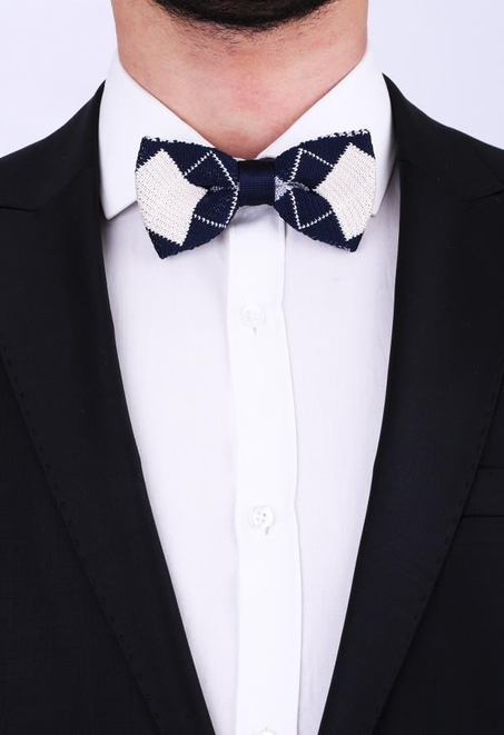 Lacivert Ekose Örgü Papyon ÖR38