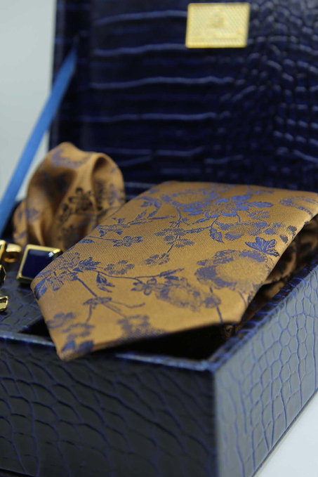 Lacivert Erkek Hediye Kutusu - Kravat Kol Düğmesi Kravat İğnesi KMK122