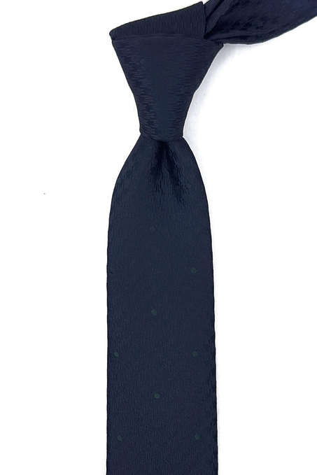 Lacivert Füme Puantiye Desen İnce Kravat SK7736