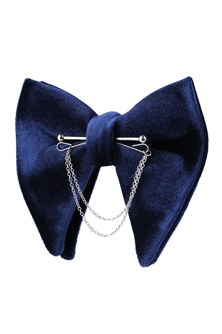 Lacivert Kadife Büyük Papyon Zincirli P1406