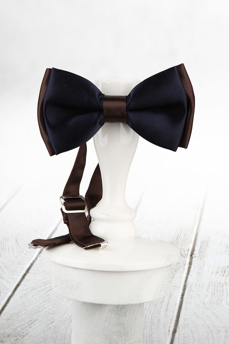 Lacivert - Kahve Renk Saten Papyon SP57