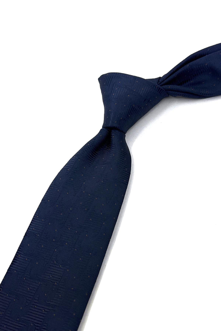 Lacivert Kendinden Desen İnce Kravat SK7752
