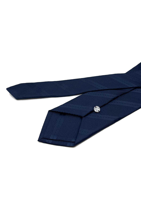 Lacivert Kendinden Desen Mendilli Klasik Kravat KK13074