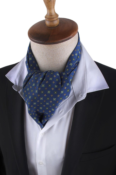 Lacivert Küçük Desen İpek İtalyan Erkek Ascot K432