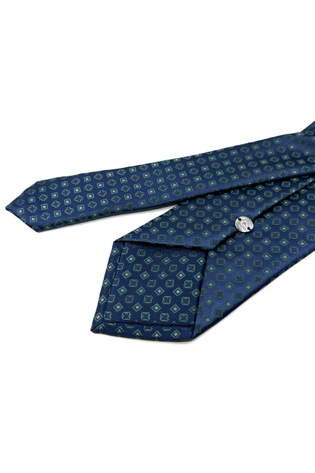 Lacivert Küçük Desen Mendilli Klasik Kravat KK12712