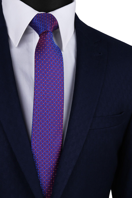 Lacivert Küçük Desen Slim Kravat SK7327