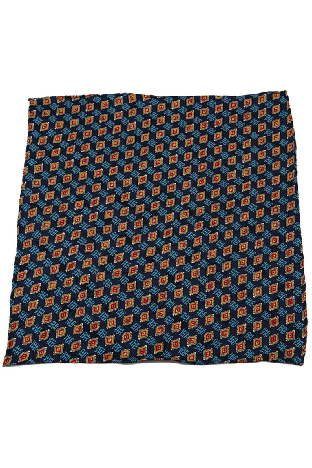 Lacivert Motif Baskı İpek Mendil SPS211