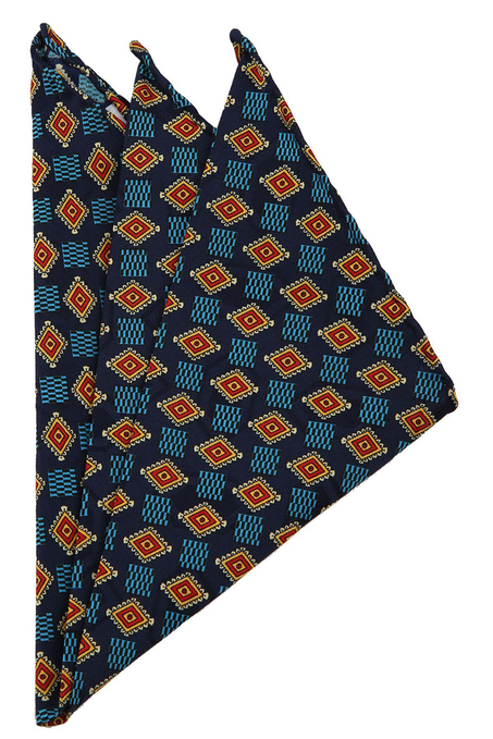 Lacivert Motif Baskı İpek Mendil SPS211