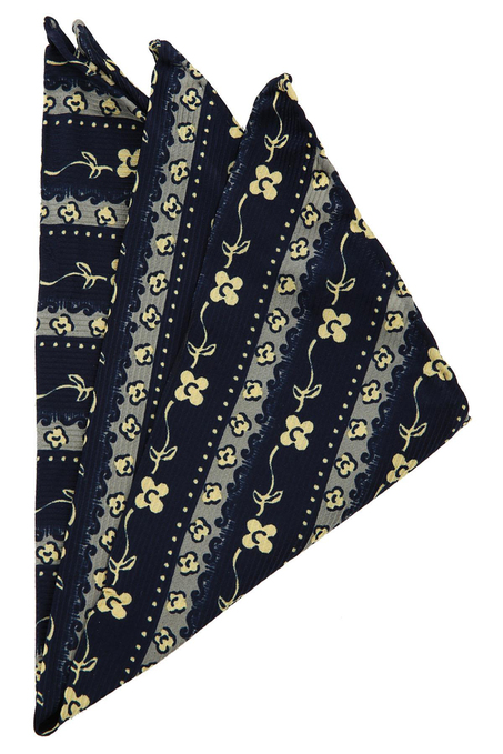 Lacivert Motif Baskı İpek Mendil SPS235