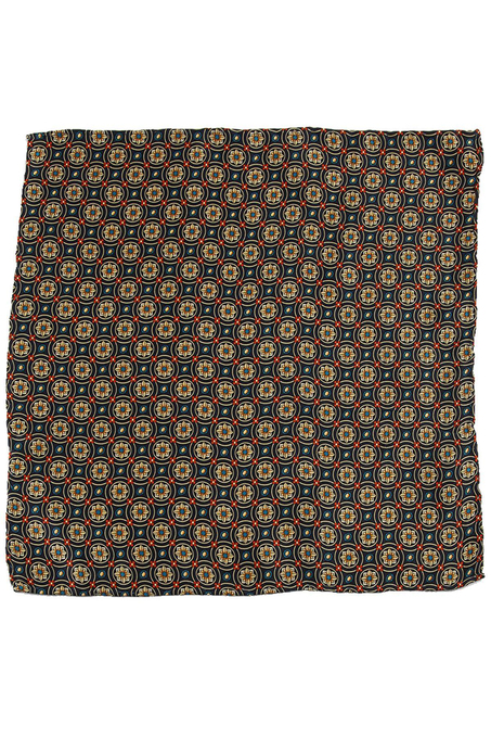 Lacivert Motif Baskı İpek Mendil SPS238