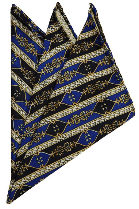 Lacivert Motif Baskılı İpek Mendil SPS384