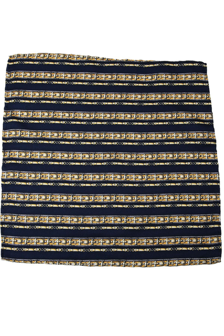 Lacivert Motif Baskılı İpek Mendil SPS395