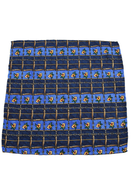 Lacivert Motif Baskılı İpek Mendil SPS162