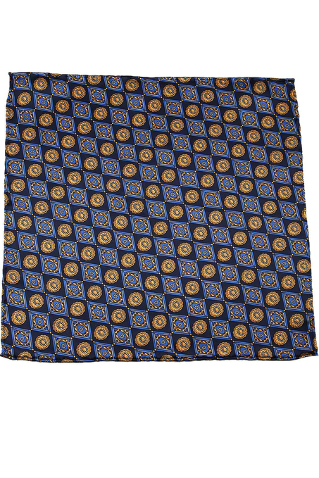 Lacivert Motif Baskılı İpek Mendil SPS361